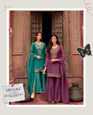 Lily And Lali Lashkara New Silk Embroidered Kurti Set with Handwork Divider Palazzo And Dupatta Wholesale Lily and lali Kurti catalogue 