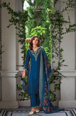 Lily And Lali Malkana Embroidered A Line Kurti Set Viscose Silk Kurti with Cotton Lining And Pocket  Embroidered Pant  Fancy Printed Dupatta with Tass kurtis catalogs