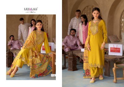 Lily And Lali Mubarak Edition Viscose Silk Suit with Mirror And Sleeve Work, Pant With Pocket Patola Dupatta Wholesale kurtis catalogs