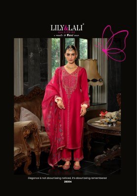 Lily And Lali Sindoor Dress Handwork Viscose Silk Kurti Pant with Dupatta Wholesale wholesale catalogs