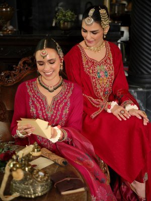 Lily And Lali Sindoor Dress Handwork Viscose Silk Kurti Pant with Dupatta Wholesale kurtis catalogs
