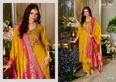 Lily  And Lali Sitara Designer Kurti Embroidered Viscose Silk Top Palazzo with Cotton Lining And Jacquard Dupatta Wholesale kurtis catalogs