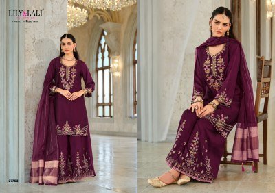 Lily And Lali Tara Festival Collection Heavy Embroidered Silk Top with Cotton Lining Divider Palazzo And Pure Viscose Dupatta WholesaleFestival Collec kurtis catalogs