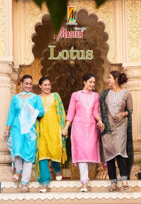 Lotus by Master Reyon embroidered fancy kurti pant with dupatta catalogue at affordable rate Master