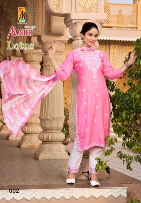 Lotus by Master Reyon embroidered fancy kurti pant with dupatta catalogue at affordable rate readymade suit catalogs