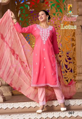 Lotus by Master Reyon embroidered fancy kurti pant with dupatta catalogue at affordable rate readymade suit catalogs