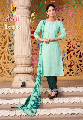 Lotus by Master Reyon embroidered fancy kurti pant with dupatta catalogue at affordable rate readymade suit catalogs