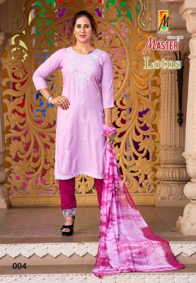 Lotus by Master Reyon embroidered fancy kurti pant with dupatta catalogue at affordable rate readymade suit catalogs