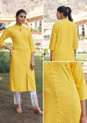 Lucknowi Chikankari by Tunic House Fancy Chinkari Kurti with Pant at Affordable rate Size wise Combo Set