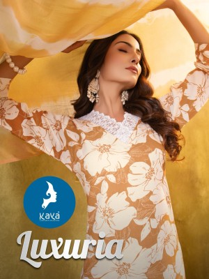 Luxuria by Kaya 3 piece reyon straight kurti pant and dupatta collection at low rate wholesale catalogs