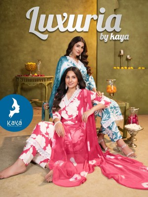 Luxuria by Kaya 3 piece reyon straight kurti pant and dupatta collection at low rate readymade suit catalogs