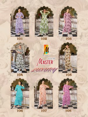 Luxury by Master Exclusive reyon Princess cut kurti with belt and side platting and palazzo readymade suit catalogs