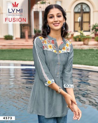 Lymi Fusion Viscous Rayon Western Short Top Collection  kurtis catalogs