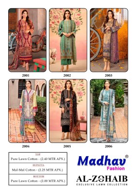 Madhav fashion by al Zohaib vol 2 pure lawn cotton unstitched dress material catalogue at low rate salwar kameez catalogs