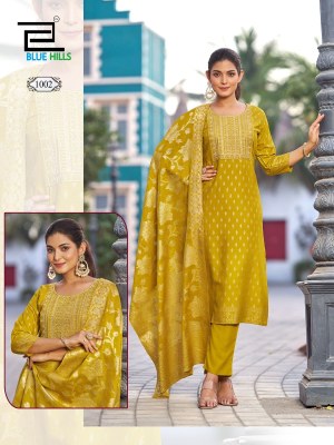 Madhuri by Blue hills 14 kg Foil printed neck embroidered readymade suit in budget range  readymade suit catalogs