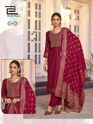 Madhuri by Blue hills 14 kg Foil printed neck embroidered readymade suit in budget range  readymade suit catalogs