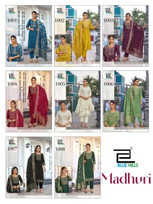 Madhuri by Blue hills 14 kg Foil printed neck embroidered readymade suit in budget range  readymade suit catalogs
