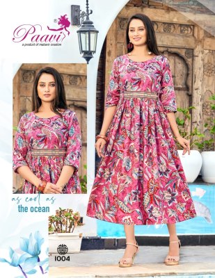 Mahavir creation present Paavi new rayon printed flaired kurti with belt catalogue at low rate kurtis catalogs