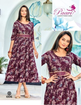 Mahavir creation present Paavi new rayon printed flaired kurti with belt catalogue at low rate kurtis catalogs