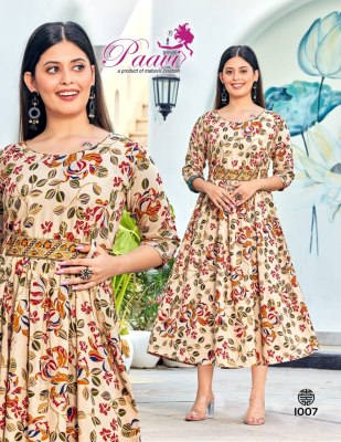 Mahavir creation present Paavi new rayon printed flaired kurti with belt catalogue at low rate kurtis catalogs