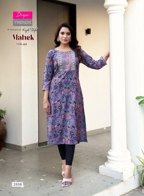 Mahek vol 2 by Diya Trends Heavy Reyon embroidered Kurti set only on amavi expo kurtis catalogs