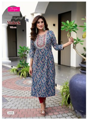 Mahek vol 2 by Diya Trends Heavy Reyon embroidered Kurti set only on amavi expo kurtis catalogs