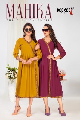 Mahika by Deecee Georgette Flared long kedia style kurti catalogue at low price Dee cee