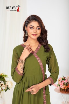 Mahika by Deecee Georgette Flared long kedia style kurti catalogue at low price kurtis catalogs