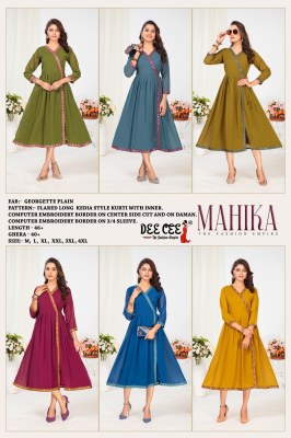 Mahika by Deecee Georgette Flared long kedia style kurti catalogue at low price kurtis catalogs