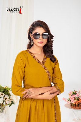 Mahika by Deecee Georgette Flared long kedia style kurti catalogue at low price kurtis catalogs