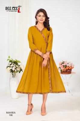 Mahika by Deecee Georgette Flared long kedia style kurti catalogue at low price kurtis catalogs