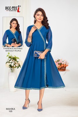 Mahika by Deecee Georgette Flared long kedia style kurti catalogue at low price kurtis catalogs