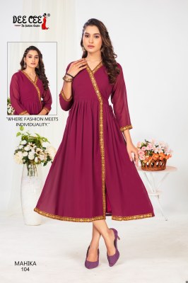 Mahika by Deecee Georgette Flared long kedia style kurti catalogue at low price kurtis catalogs