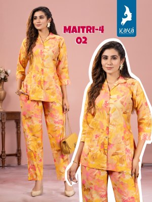 Maitri 4 by Kaya chanderi foil printed exclusive kurti pant and dupatta catalogue Size wise Combo Set