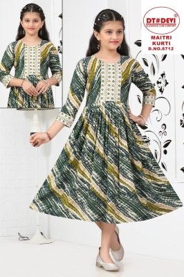 Maitri by D No 8712 Fancy Reyon printed flared kurti catalogue at affordable rate wholesale catalogs