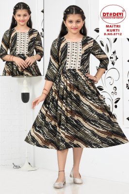 Maitri by D No 8712 Fancy Reyon printed flared kurti catalogue at affordable rate kurtis catalogs