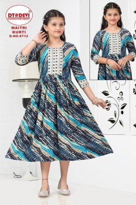 Maitri by D No 8712 Fancy Reyon printed flared kurti catalogue at affordable rate kurtis catalogs