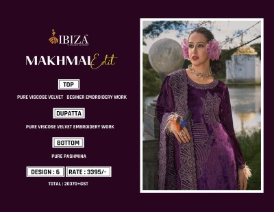 Makhmal edit by IBIZA pure embroidered fancy unstitched collection at low rate  salwar kameez catalogs