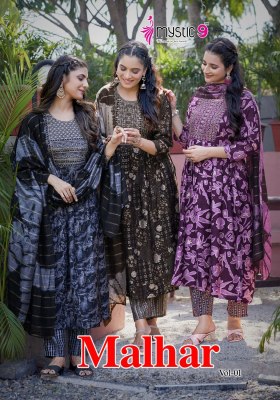 Malhar vol 1 by Mystic 9 chanderi foil printed kurti pant and dupatta catalogue at low rate Mystic 9