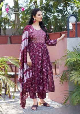 Malhar vol 1 by Mystic 9 chanderi foil printed kurti pant and dupatta catalogue at low rate readymade suit catalogs