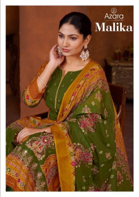 Malika by Azara Pure lawn cotton designer penal printed unstitched suit collection Azara