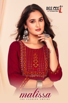 Malissa by Deecee Flared Long neck embroidered Kurti collection at affordable rate  Dee cee