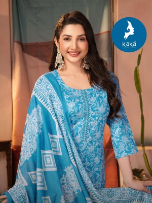 Manglam by Kaya 3 piece cotton straight cut top bottom with dupatta catalogue in low rate readymade suit catalogs