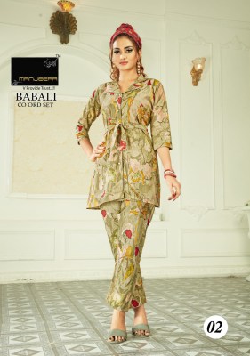 Manjeera babli fancy printed co -ord set catalog at wholsale rate kurtis catalogs