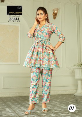 Manjeera babli fancy printed co -ord set catalog at wholsale rate kurtis catalogs