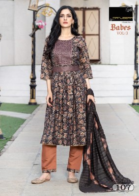 Manjeera by babes 3 modal printed readymade suit with belt catalogue at low rate readymade suit catalogs