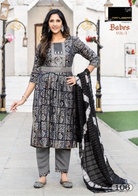 Manjeera by babes 3 modal printed readymade suit with belt catalogue at low rate readymade suit catalogs