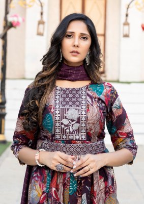 Manjeera by babes 3 modal printed readymade suit with belt catalogue at low rate readymade suit catalogs