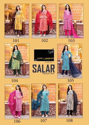 Manjeera by salaar designer reyon foil print naira cut readymade suit catalogue at wholesale price  readymade suit catalogs