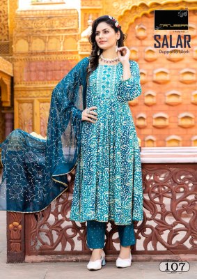 Manjeera by salaar designer reyon foil print naira cut readymade suit catalogue at wholesale price  readymade suit catalogs